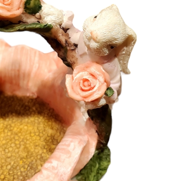 Vintage K's Collection Easter Basket with Bunnies and Roses - Picture 3 of 6